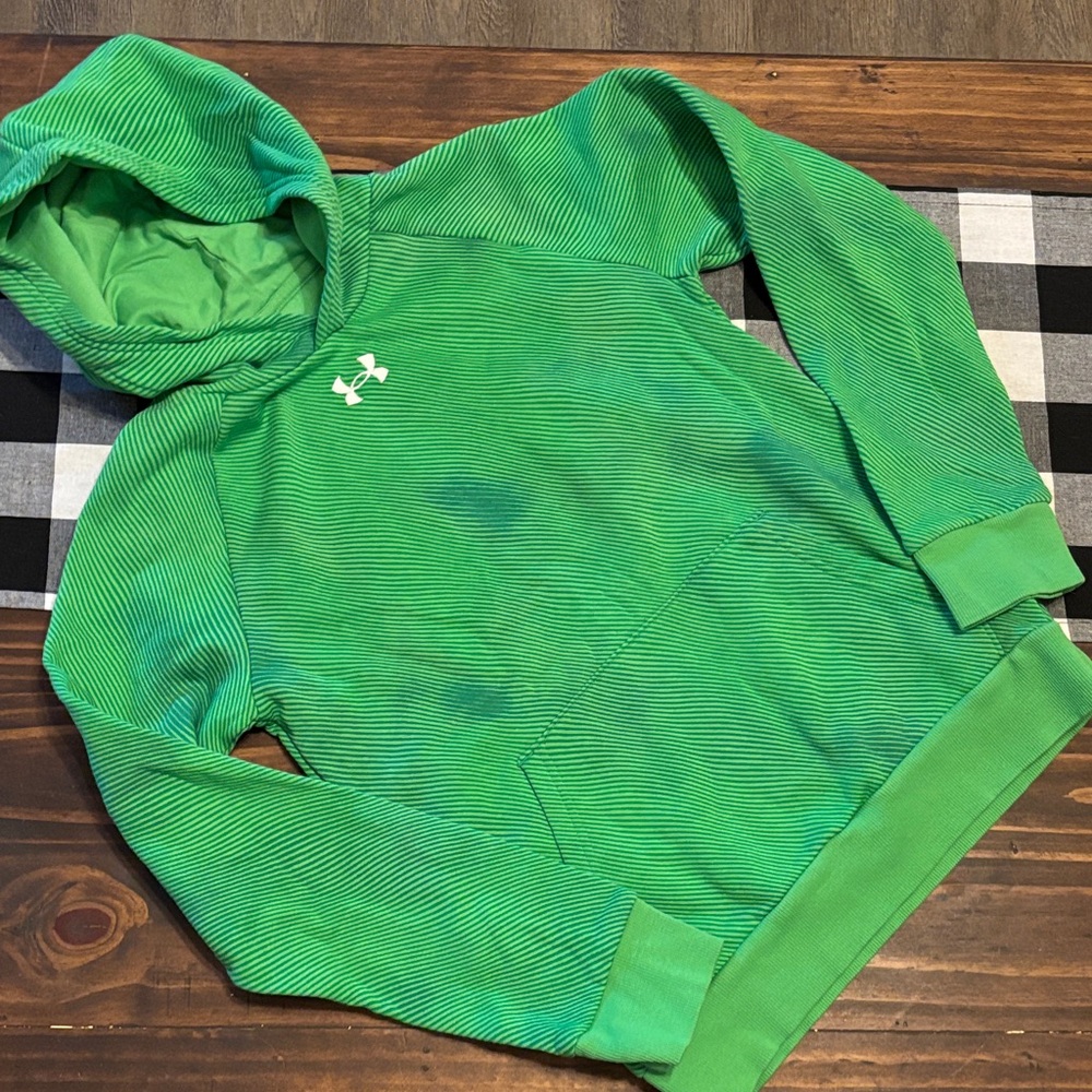 Under Armour Bright Green Striped Hoodie youth large